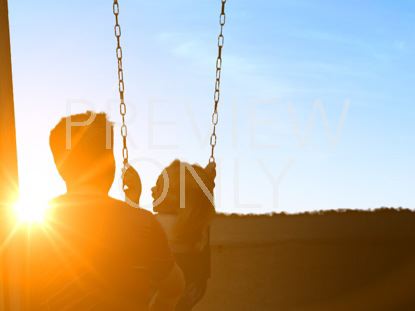FATHER DAUGHTER SWING SUNSET
