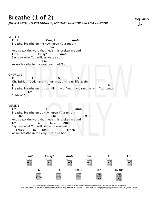 Breathe Lead Sheet, Lyrics, &amp; Chords | Integrity Music | WorshipHouse Media