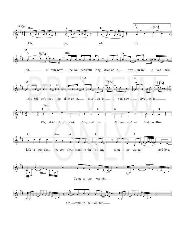 Come To The Water Lead Sheet, Lyrics, & Chords Paul Baloche WorshipHouse Media