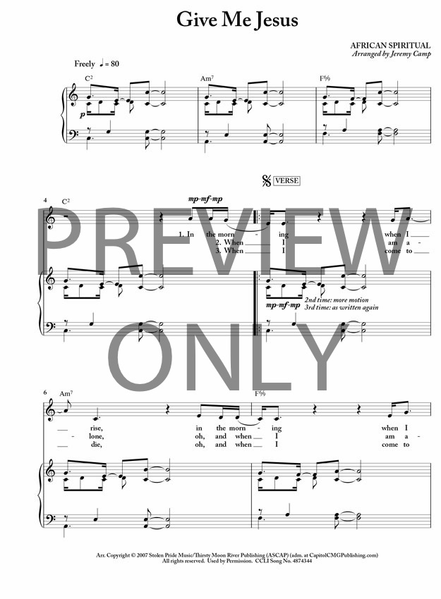Give Me Jesus Lead Sheet, Lyrics, &amp; Chords | Jeremy Camp | WorshipHouse Media