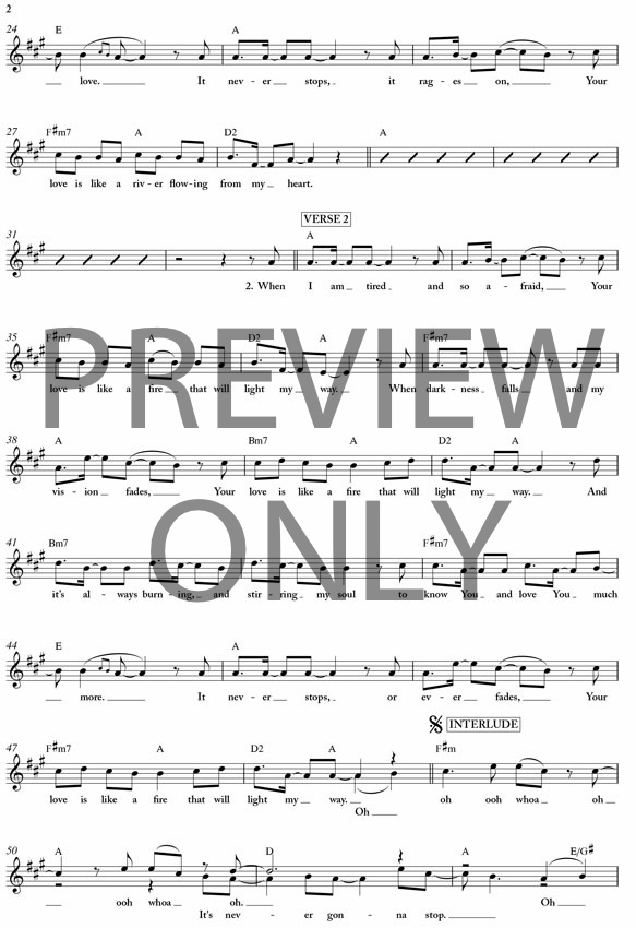 Your Love Is Like A River Lead Sheet, Lyrics, & Chords