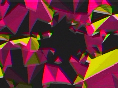 PINK YELLOW SPACE TRIANGLES RETRO
