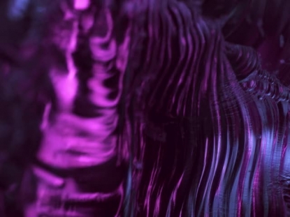 SCULPTED GLASS PURPLE PINK RIPPLES