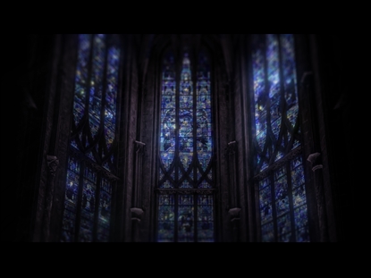 TOWERING STAINED GLASS WINDOWS BLUE