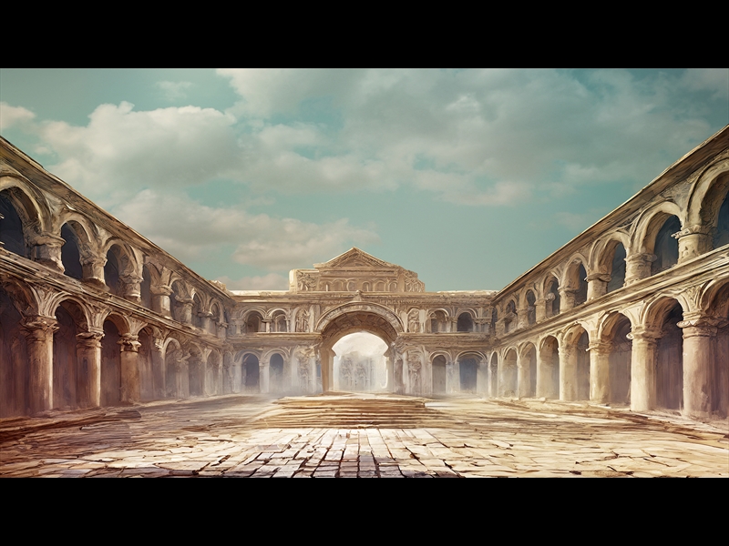 EASTER STORY ROMAN COURTYARD 1