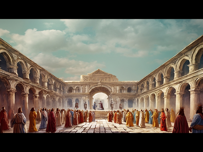 EASTER STORY ROMAN COURTYARD 1 TRIAL