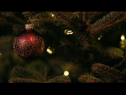 CHRISTMAS PINES RED ORNAMENT