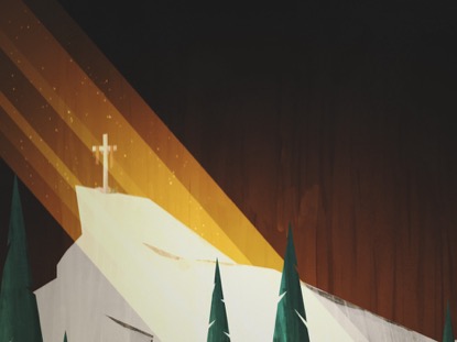 WINTER LIGHT MOIUNTAIN CROSS