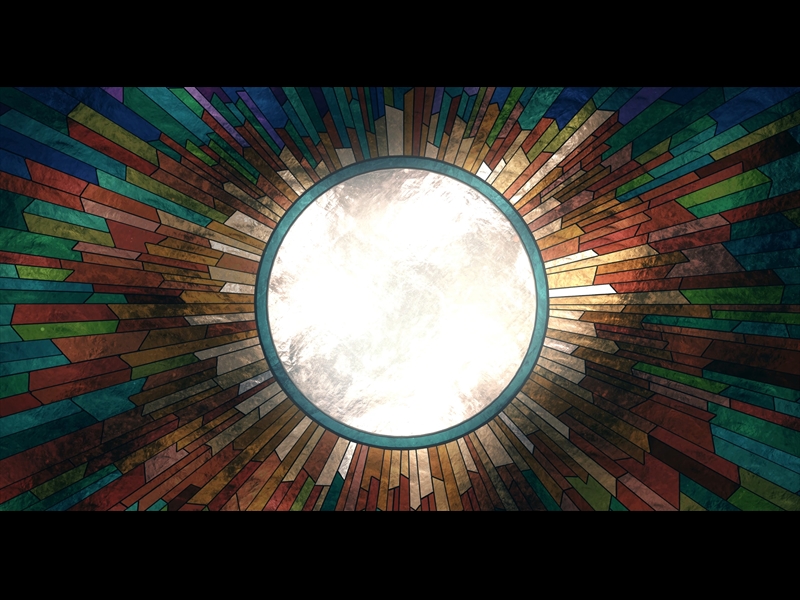 STAINED GLASS SEAMLESS LOOP CENTER CIRCLE