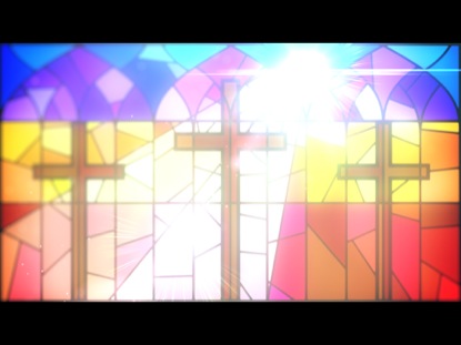 THREE CROSSES IN STAINED GLASS