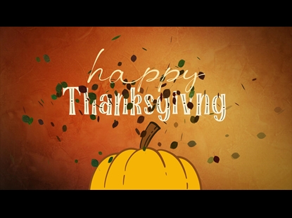 HAPPY THANKSGIVING PUMPKIN AND LEAVES