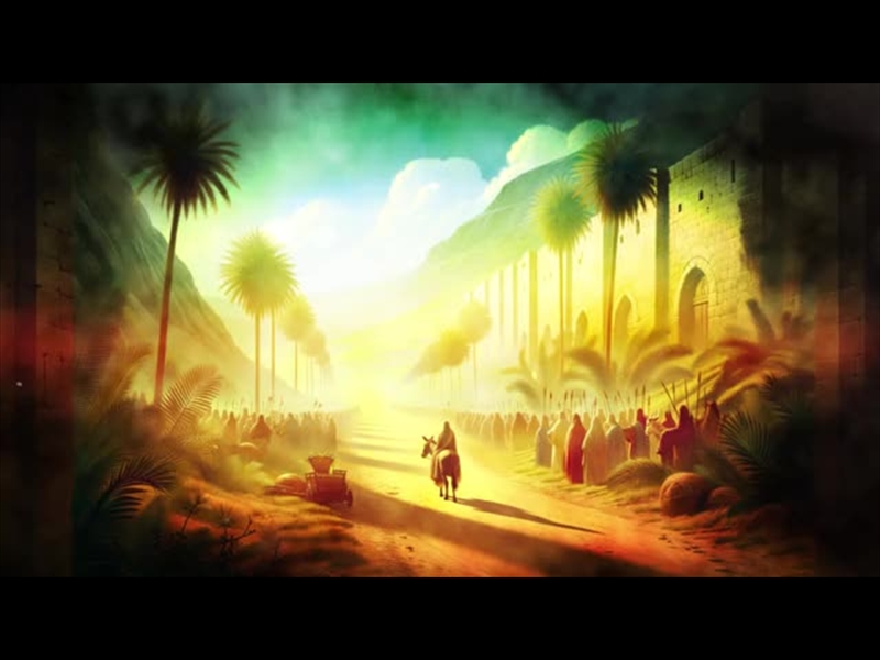 PALM SUNDAY JESUS RIDING TO JERUSALEM