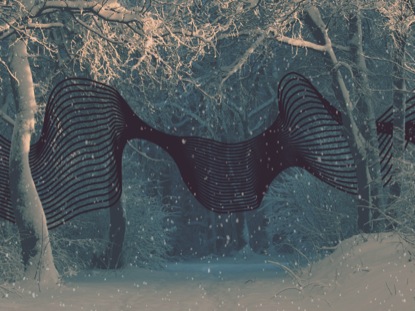 CHRISTMAS RIBBON BLUE FOREST