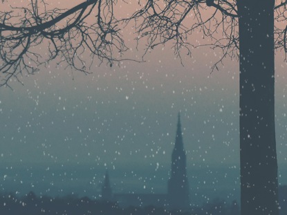 CHRISTMAS RIBBON STEEPLE SNOW