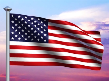 USA FLAG AND COLORFUL SKY