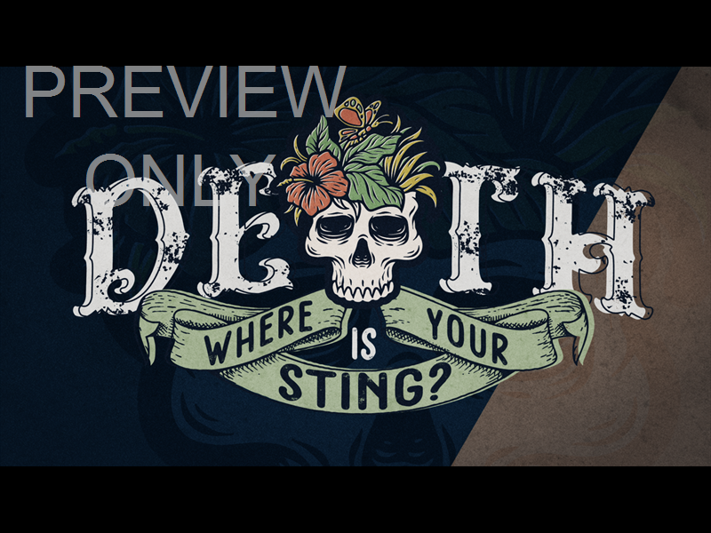 DEATH WHERE IS YOUR STING?: TITLE STILL