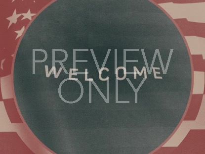 VINTAGE WAVING AMERICAN FLAG WELCOME