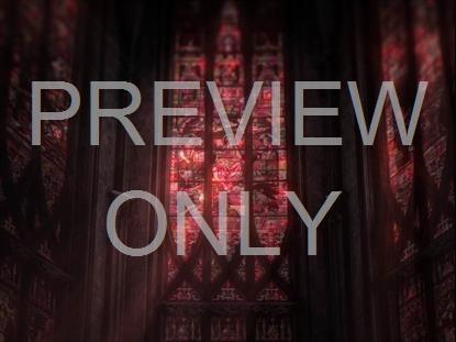 TOWERING STAINED GLASS WINDOWS RED CLOSEUP