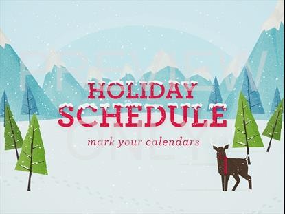 WINTER WONDERLAND HOLIDAY SCHEDULE