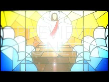JESUS WITH OPEN ARMS IN STAINED GLASS