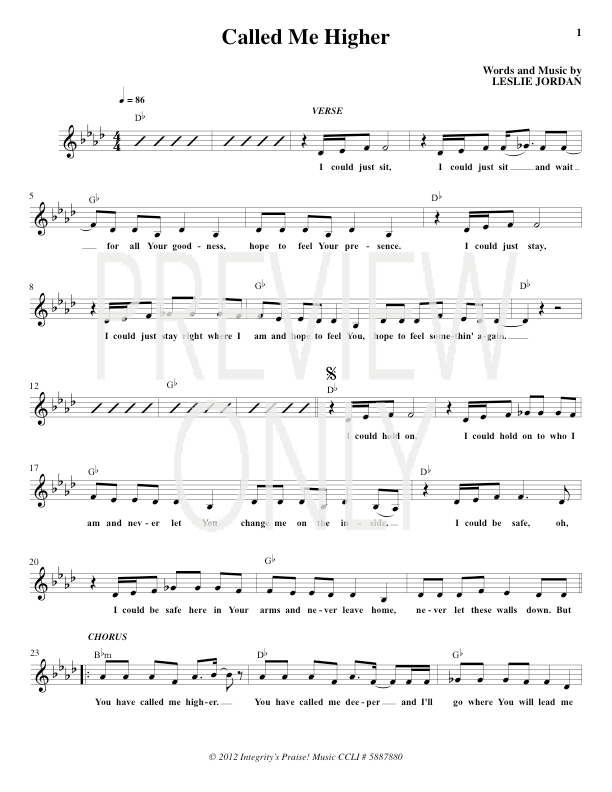 called me higher lead sheet lyrics chords all sons daughters called me higher sheet music
