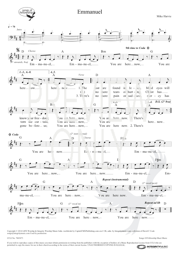 Emmanuel Lead Sheet, Lyrics, &amp; Chords | Life Worship | WorshipHouse Media