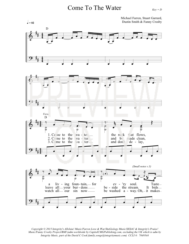 Come To The Water Lead Sheet, Lyrics, & Chords Paul Baloche WorshipHouse Media