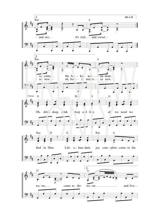 Come To The Water Lead Sheet, Lyrics, & Chords Paul Baloche WorshipHouse Media