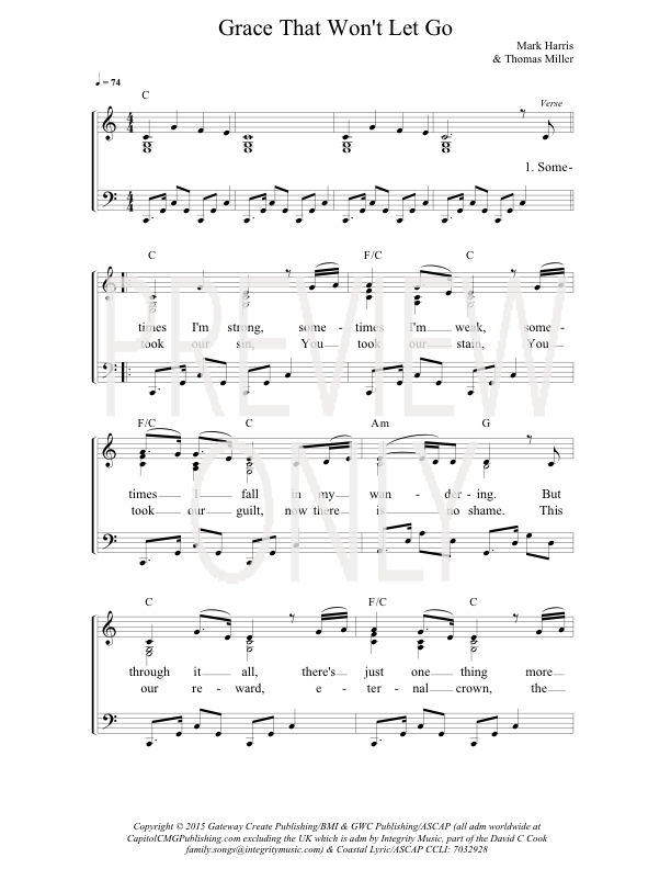 grace that wont let go lead sheet lyrics chords gateway say you won t let go sheet music