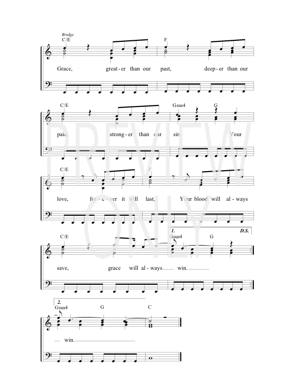 Grace That Won T Let Go Lead Sheet Lyrics Chords Gateway Worship Worshiphouse Media