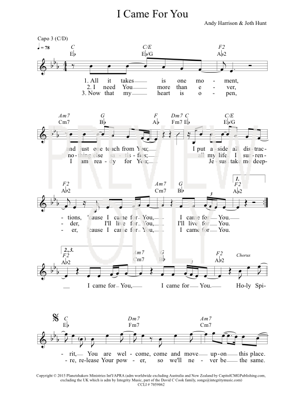 I Came For You Lead Sheet Lyrics Chords Integrity Music Worshiphouse Media By continuing to use the service, you agree to our use of cookies as described in the cookie policy. i came for you lead sheet lyrics