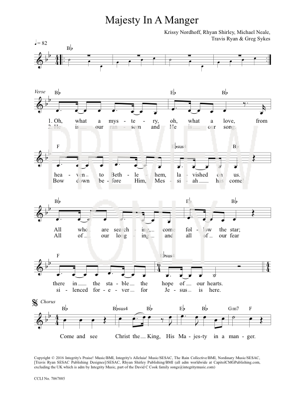 Majesty In A Manager Lead Sheet, Lyrics, & Chords Greg Sykes WorshipHouse Media