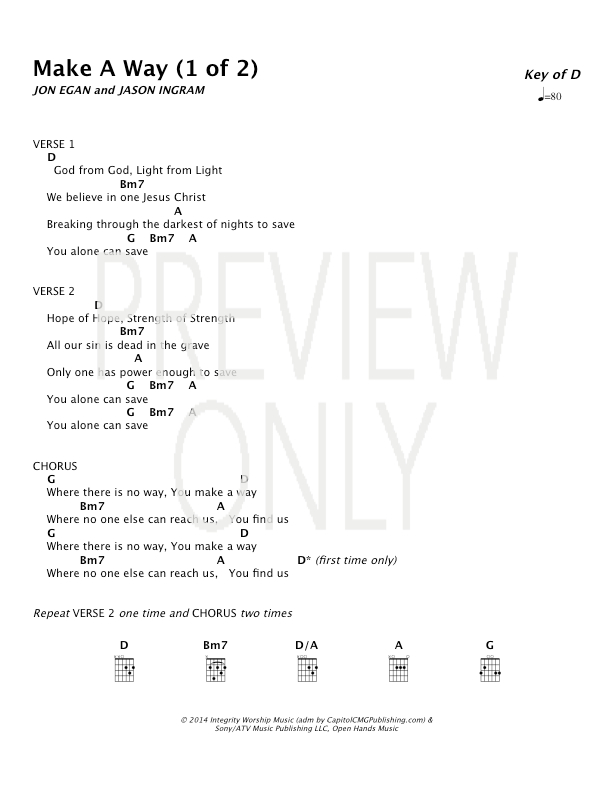 Make A Way Lead Sheet, Lyrics, &amp; Chords | Desperation Band ...