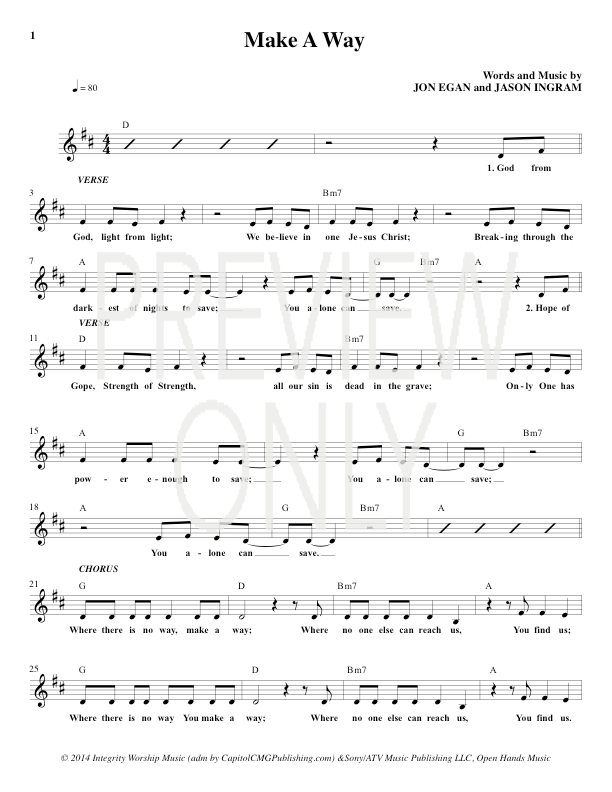 Make A Way Lead Sheet, Lyrics, &amp; Chords | Desperation Band ...