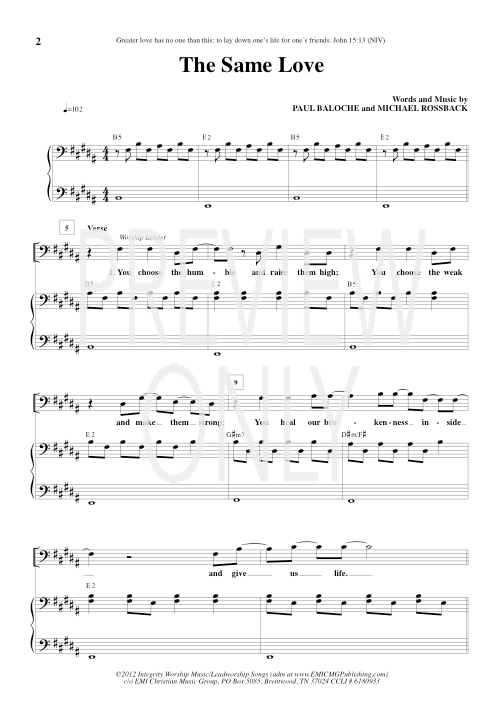 The Same Love Lead Sheet, Lyrics, & Chords Paul Baloche