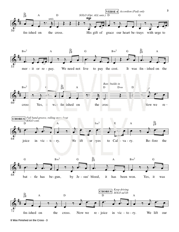 It Was Finished On The Cross Lead Sheet, Lyrics, &amp; Chords | Regi Stone ...