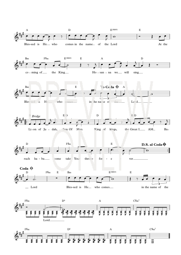 Blessed Is He Who Comes Lead Sheet, Lyrics, & Chords