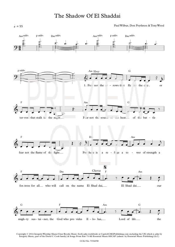 The Shadow Of El Shaddai Lead Sheet Lyrics Chords Paul