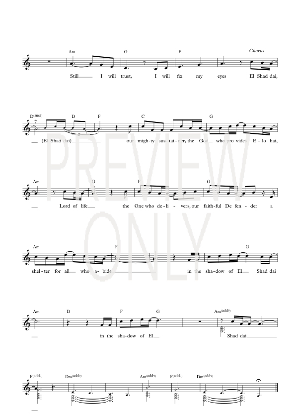 The Shadow Of El Shaddai Lead Sheet Lyrics Chords Paul