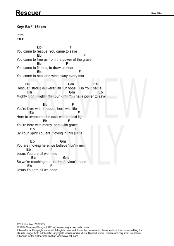 rights agreement life Lead & Sheet, Vineyard   Rescuer Chords Lyrics,