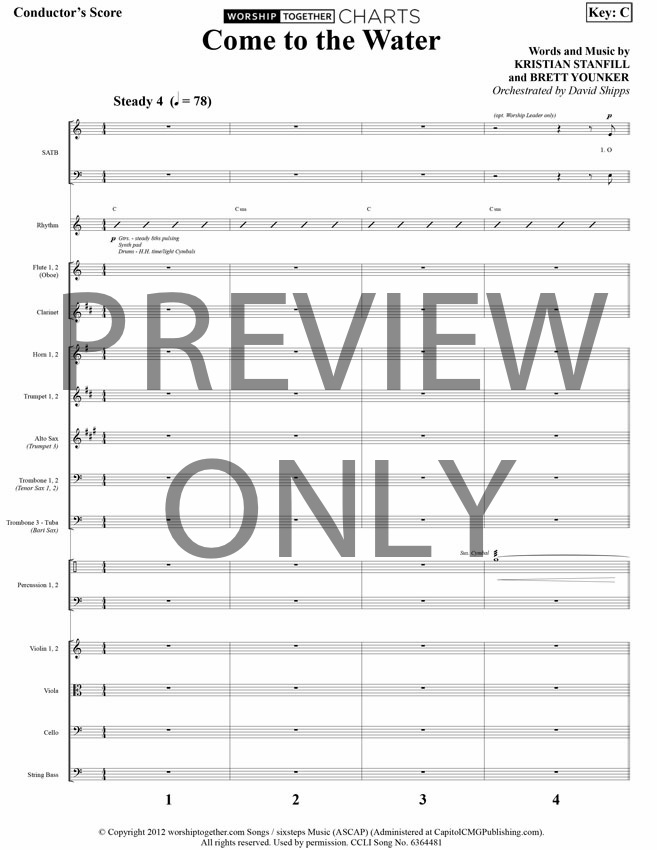 Come To The Water Lead Sheet, Lyrics, &amp; Chords | Kristian Stanfill ...