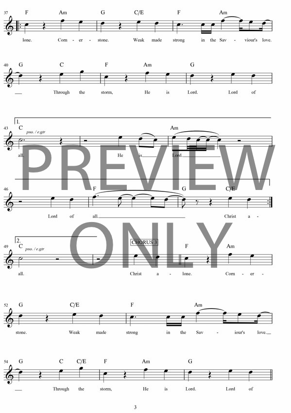 Cornerstone Lead Sheet, Lyrics, &amp; Chords | Hillsong Worship ...