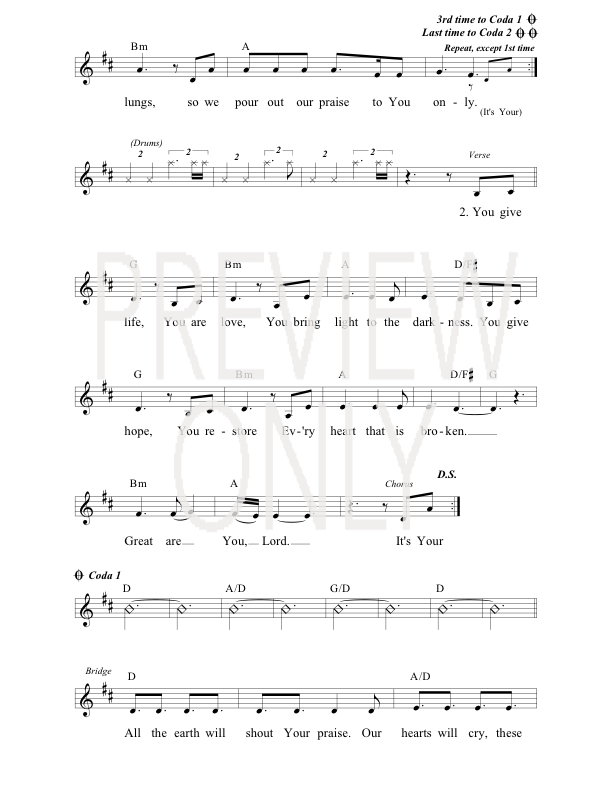 Great Are You Lord Lead Sheet, Lyrics, &amp; Chords | Seth and Nirva ...