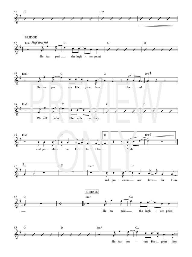 He Is Faithful Key G Lead Sheet, Lyrics, & Chords Jesus