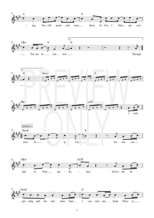 In Control Lead Sheet, Lyrics, &amp; Chords | Hillsong Worship ...