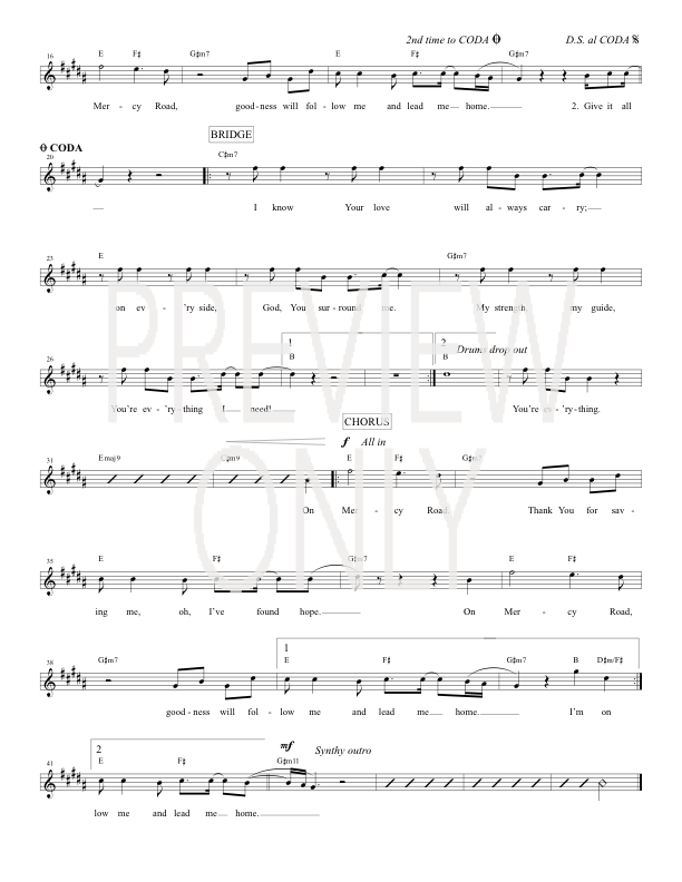 Mercy Road Lead Sheet, Lyrics, & Chords Worship Central WorshipHouse Media