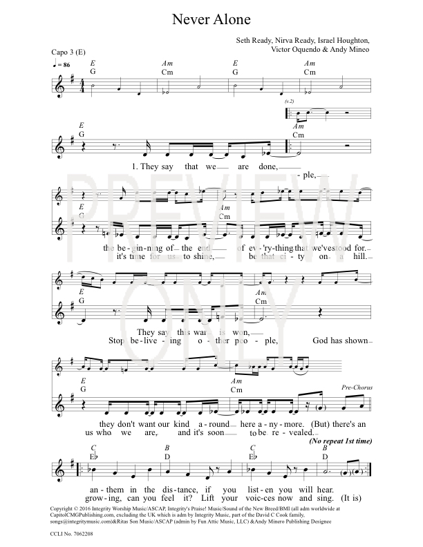 Never Alone Lead Sheet Lyrics Chords Hillsong Young Free Worshiphouse Media never alone lead sheet lyrics