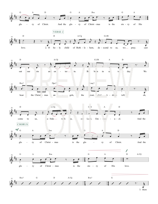 O Little Town (The Glory Of Christmas) Lead Sheet, Lyrics ...