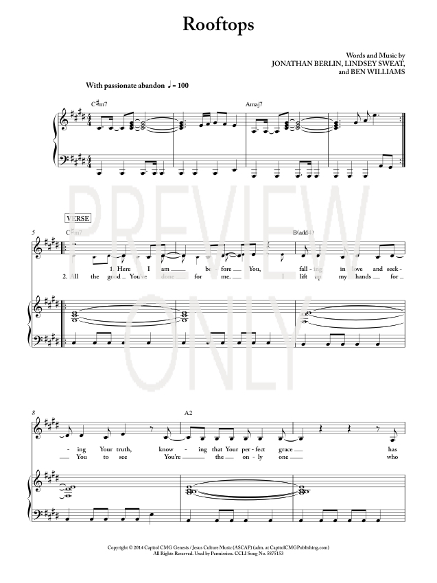 rooftops lead sheet lyrics chords jesus culture worshiphouse jesus culture chord charts