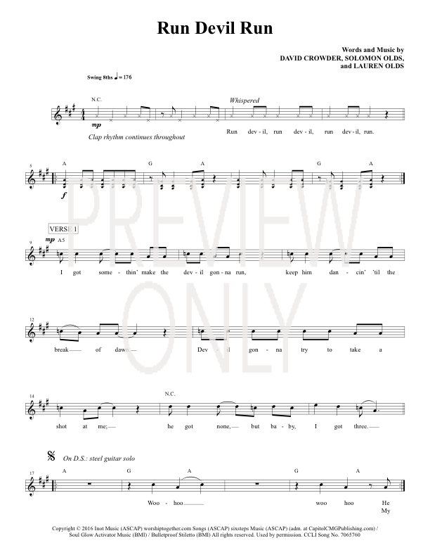 Run Devil Run Lead Sheet Lyrics Chords Crowder Worshiphouse Media